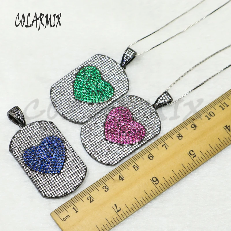 

3 pieces shield pendants necklace with heart pendants Valentine gift zircon accessories fashion jewelry for women 50177