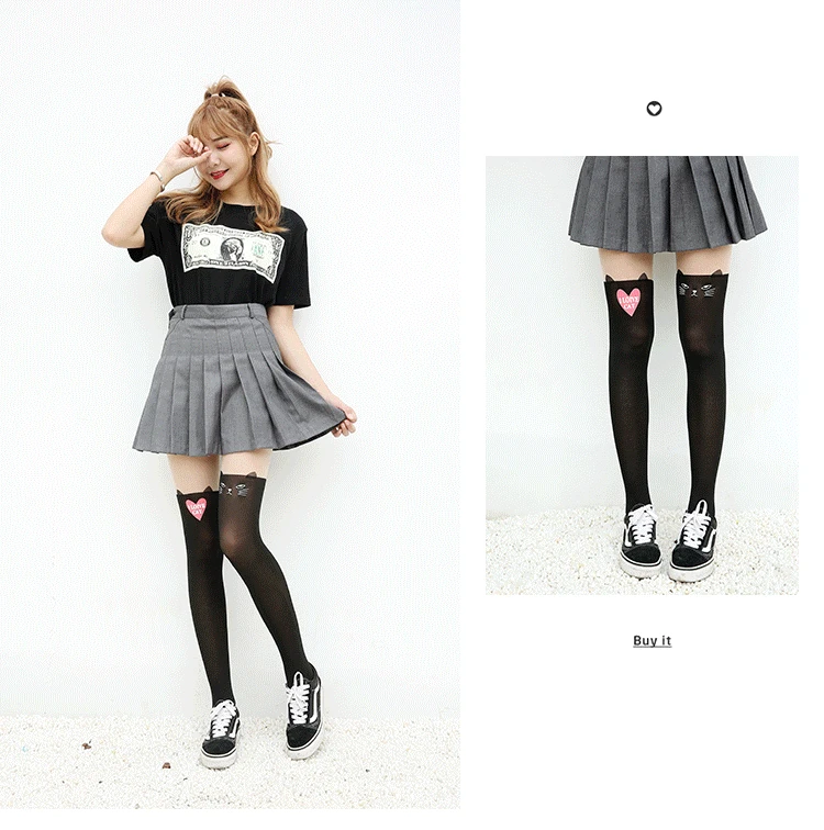 Anime cartoon stockings cat loving heart bear totoro devil Kumamon bowknot cute fun sweet women cotton stockings cosplay kawaii