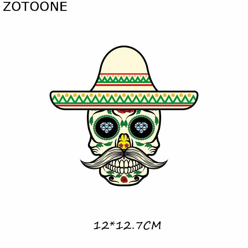 ZOTOONE цветок череп патч крутые наклейки в стиле панк утюжок на патчи для одежды