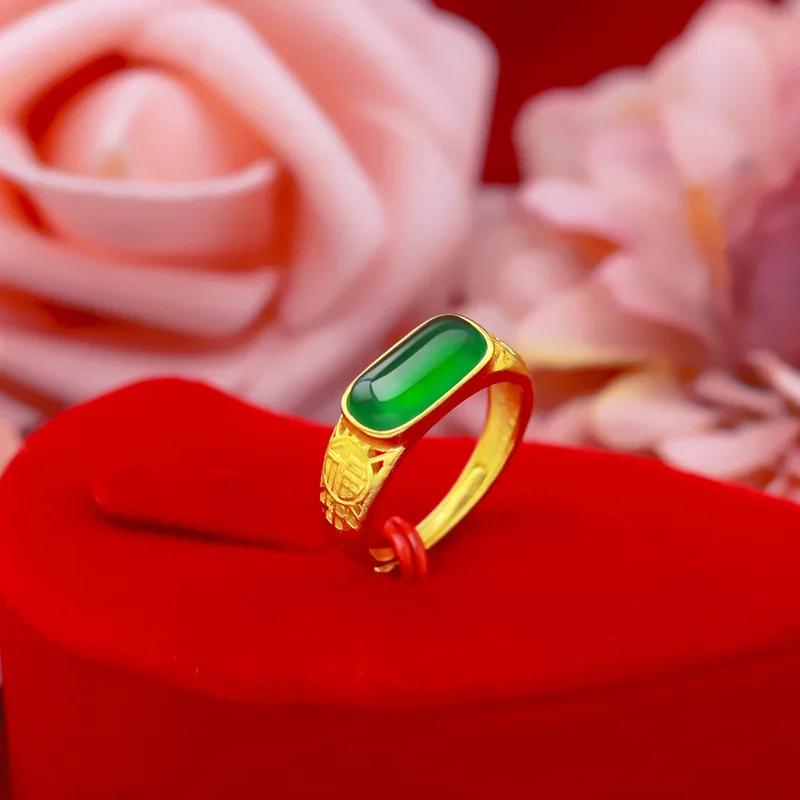 

Vintage 100% 925 Sterling Silver Jade Gemstone Rings Wedding Engagement Diamonds Square Rings Fine Jewelry for Women Luxury Gift
