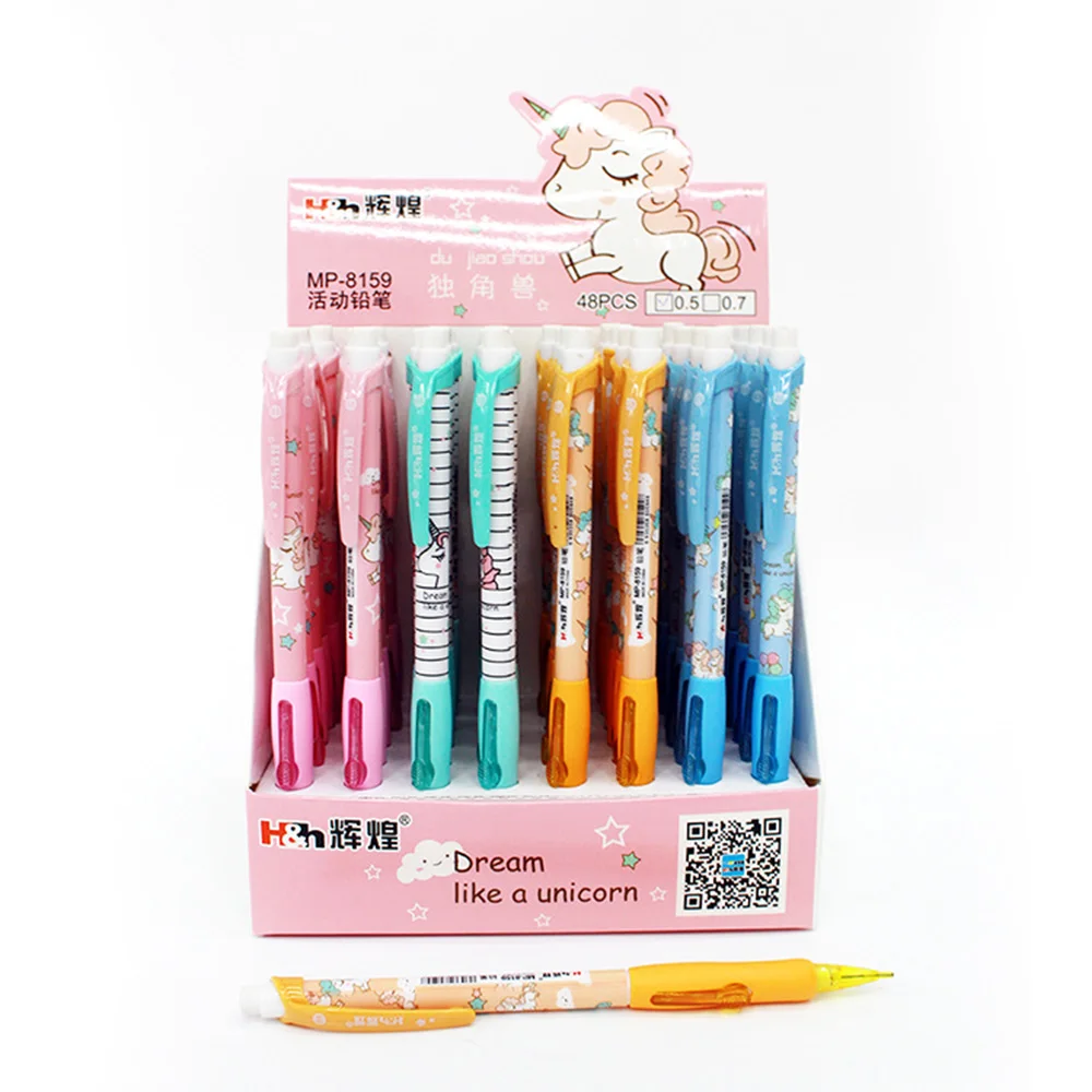 

4Pcs/lot Cartoon Unicorn Activity Pencil 0.7mm Pupils Nontoxic Mechanical Pencil Office Writing Children Stationery