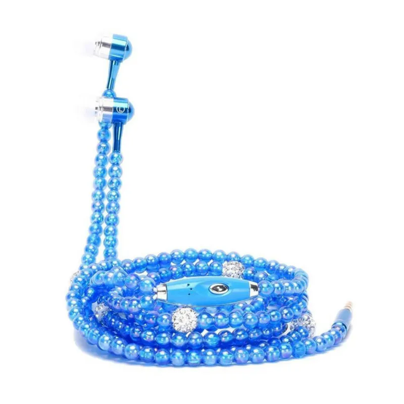 Красочные украшения со стразами жемчужное ожерелье проводные наушники стерео с