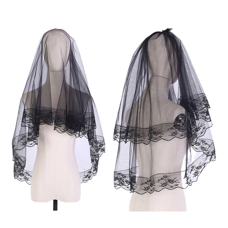 

Черная Фата На Хэллоуин, Тюлевая Фата для невесты, реквизит для косплея, карнавала, волос