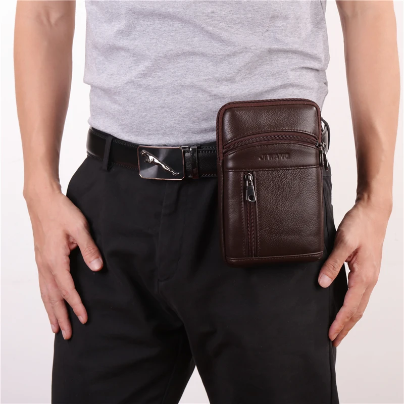 Мужская поясная сумка из натуральной кожи кошелек для карт мессенджер забавная