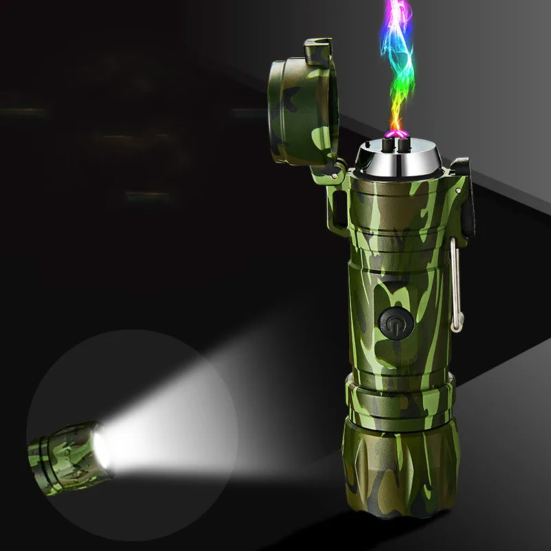 Светодиодный водонепроницаемый фонарик с двойной дугой перезаряжаемая USB