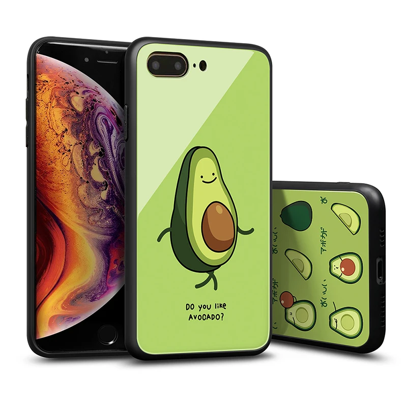 Авокадо шаблон для iPhone X Xs Max Xr 8 7 6s 6Plus Plus 8Plus высокое качество Стекло чехол