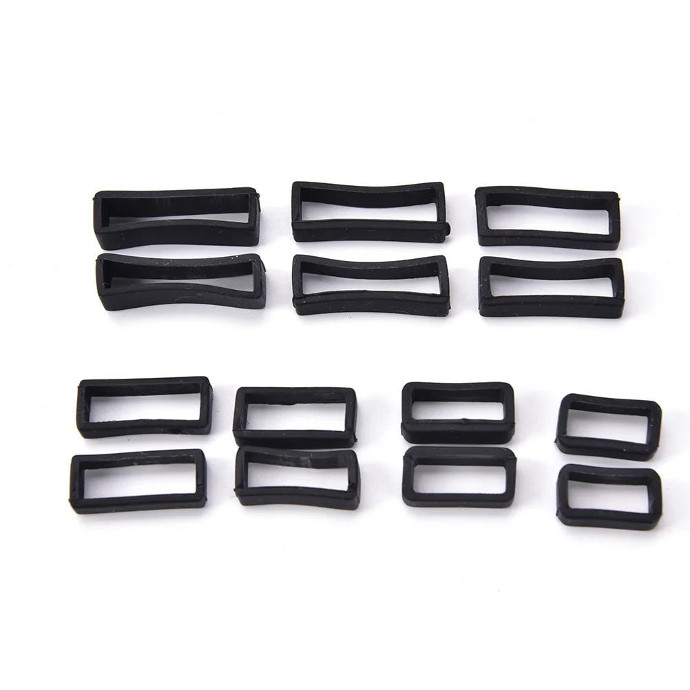 

2Pcs Watch Band Strap Accessories 14/16/18/20/22/24/26mm Black Silicone Watchband Small Rubber Loop Holder Locker Support