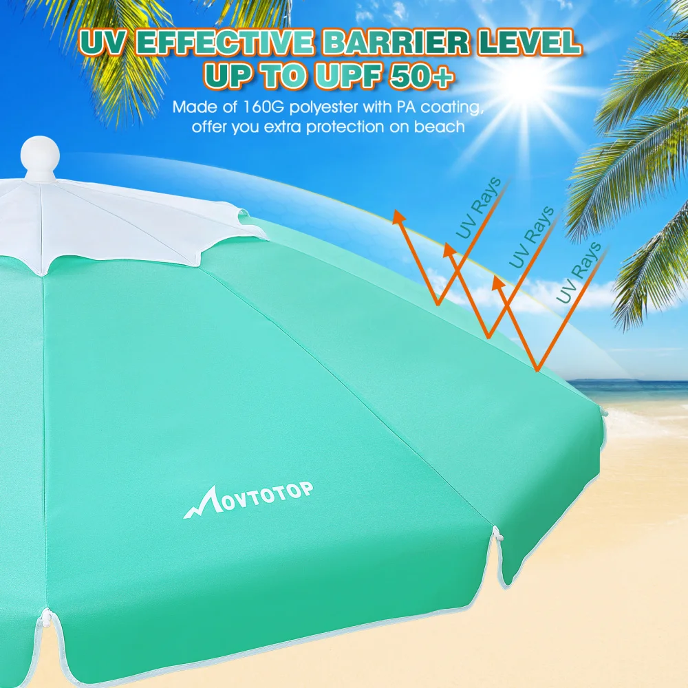 

MOVTOTOP 6.5ft Beach Umbrella Outdoor Sunshade Umbrella Crank Adjustable Umbrella Canopy for Garden Deck Backyard Pool (Petal Pa