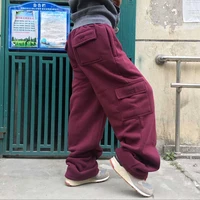winter spring big size hip hop joggers men harem sweatpants loose baggy wide leg fleece casual pants elastic waist trousers