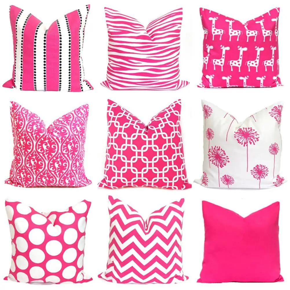 

Simple Pink Pattern Printing Pillow Cover for Bed Sofa Supplies