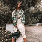 Женская винтажная клетчатая куртка, Классический жакет в клетку с длинными рукавами и отложным воротником, 2020