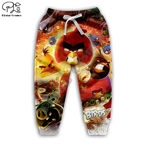 kids pants Фильм angry birds, с рисунком красных птиц детская 3d из двух предметов: толстовка с капюшоном и рисунком котенка, одежда для детей свитшоты огонь футболки на молнии для маленьких девочек и мальчиков шорты «Kawaii» и штаны - Цвет: kids pants