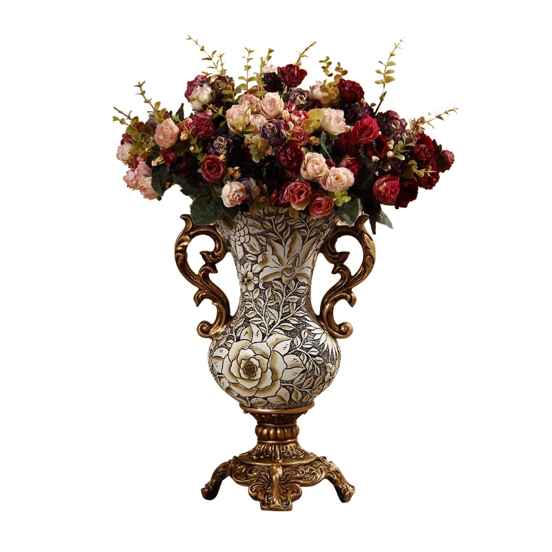 

Metal Luxury Art Creative Vase European Style Golden Vase Home Office Accessories Glamour Decor Table Vase Flower Pot EH50VA