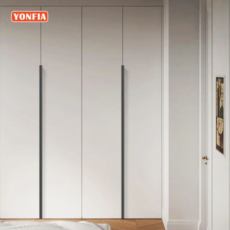 

YONFIA 3741 Long Aluminium Hidden Profile Furniture Handle Wardrobe Cabinet Drawer Pull Handle Long Concealed Closet Door Handle