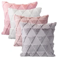 inyahome cashmere pillowcase short plush throw pillow cover popular square plush furry pillowcase cover home bed room decoration