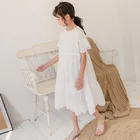 Платье с подкладкой для девочек 4-16 лет, летнее, 2021, чехол с вышивкой хлопок, длиной до колена