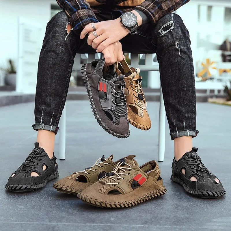 

New Brand Summer Men Sneakers Fashion Men Casual Shoes Breathable Mesh Men's Sandals Outdoor Walking Shoes Beach Wading Sandals