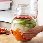 Корейский стеклянный контейнер, емкость для кимчи, 2,55 кг, кухонные утолщенные маринованные банки, бытовая емкость для маринования, цилиндрические Герметичные банки