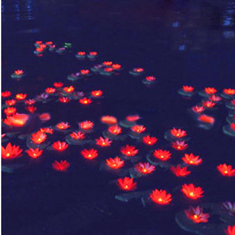 Новый Подсвечники открытый плавающий Лотос светильник пруд сад воды цветок