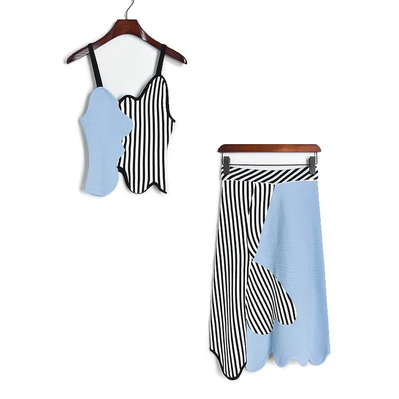 Комплект с юбкой Женский комплект из 2 предметов 2020 летний Асимметричный