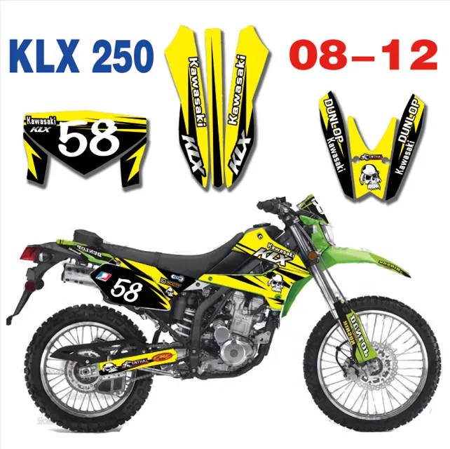 Для Kawasaki KLX250 графика и фоны наклейки наборы подходят для Kawasaki KL250X 250KLX KLX 250 2008 2009 2010 2011 2012