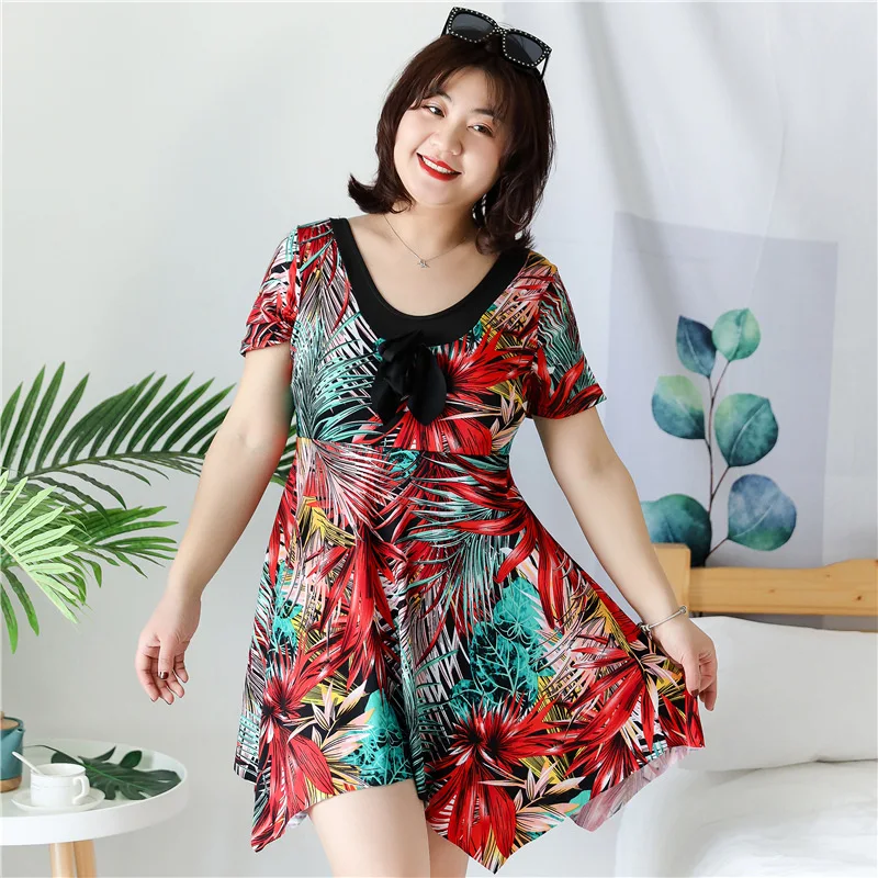 

Wholesale large size swimsuit loose conservative cover belly fat lady large size Korean version fat sister swimsuit