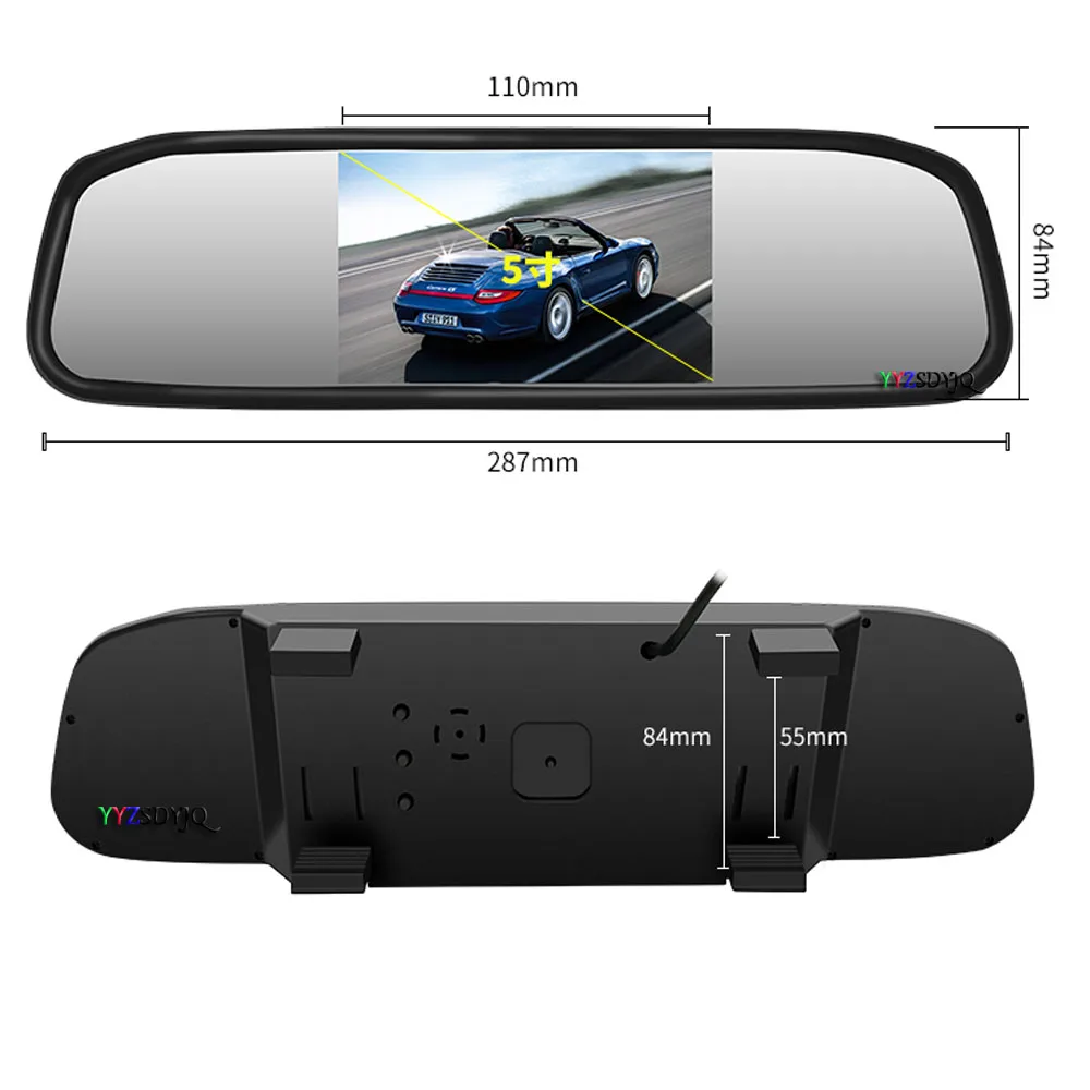 Автомобильное зеркало заднего вида с ЖК-дисплеем 5 дюймов 2 4 ГГц |