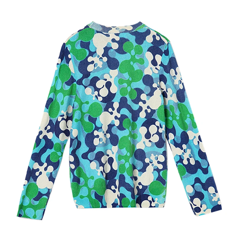 Bogeda 100% кашемировые свитера для женщин с круглым вырезом Зеленый Принт Пуловеры