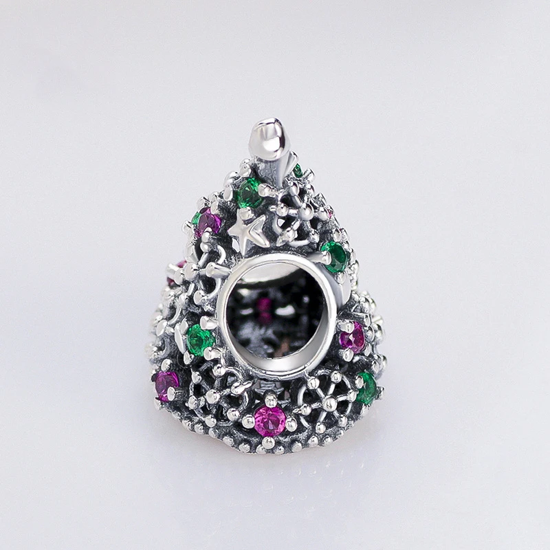 Женский браслет Санта-Клаус из серебра 925 пробы с Шармами