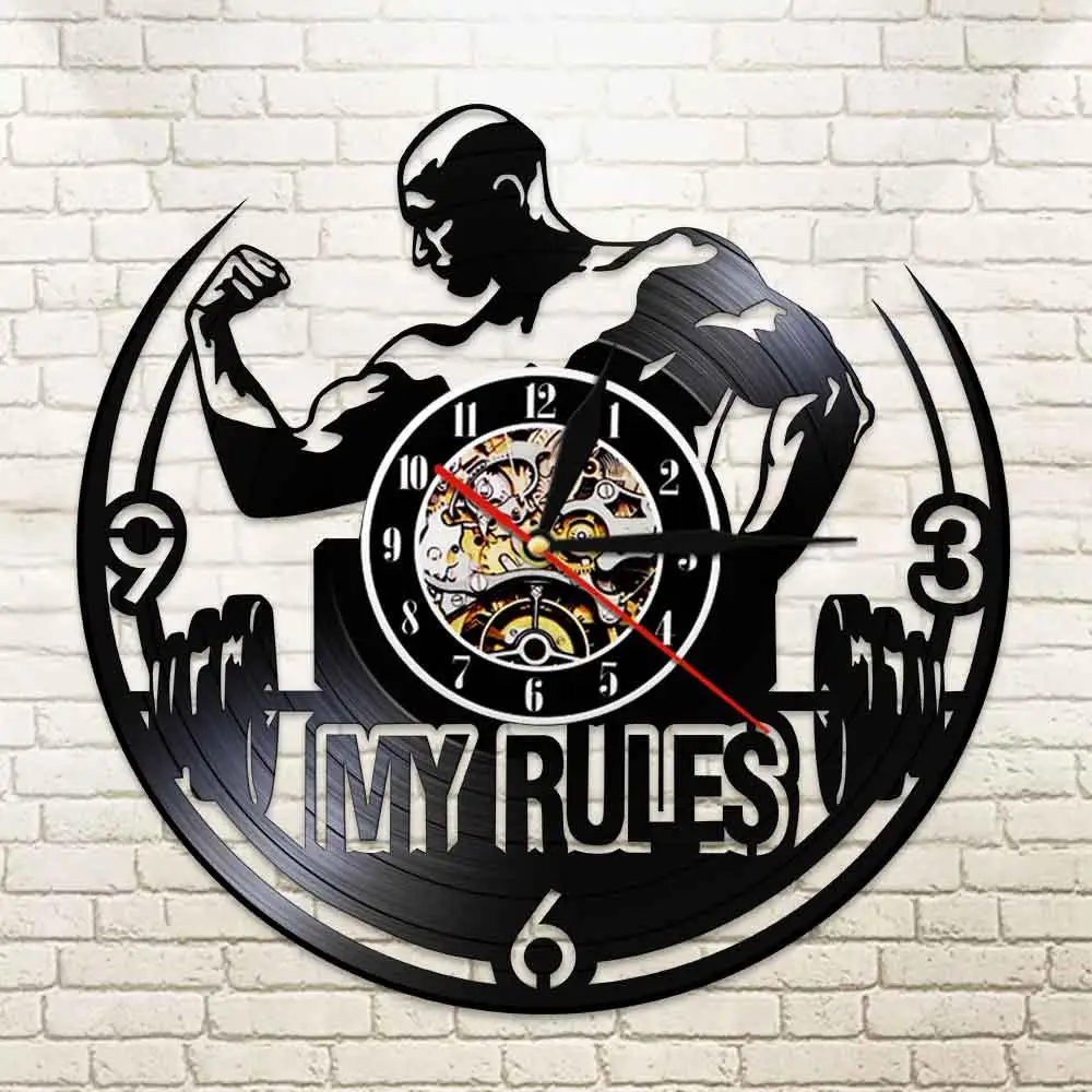 Мотивационные настенные часы My Rules с цитатами для тренажерного зала мужские