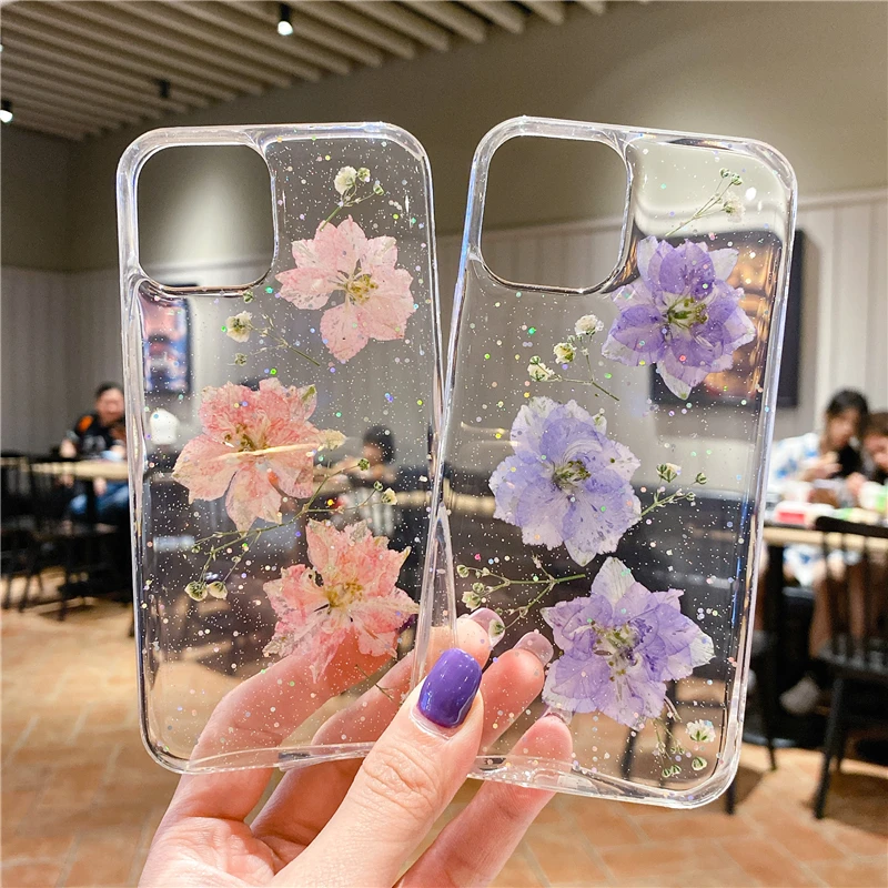 Qianliyao сушеные настоящий цветок чехол для iPhone X XS Max XR ручной работы мягкий 7 8 плюс 12