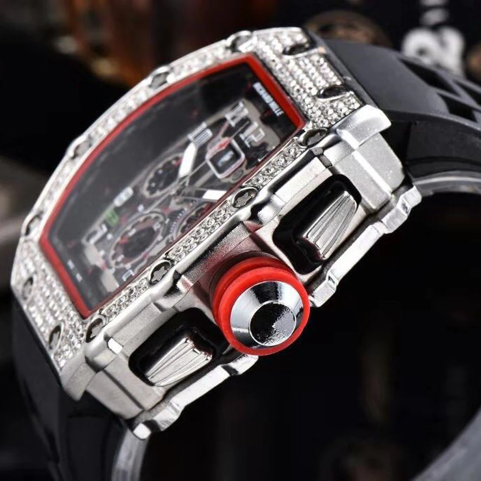 Новое поступление 2020 мужские наручные часы со скелетом красные резиновые