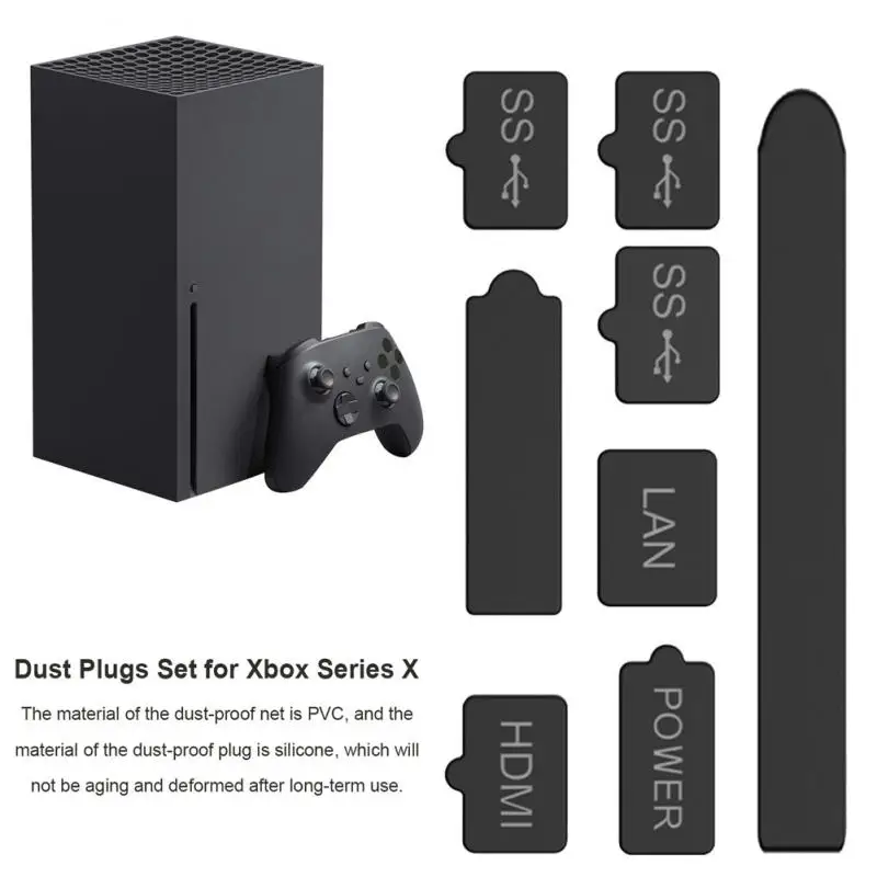 

Silicone Dust Plugs Set Anti-dust For Series X S Console Silicone Dust Proof Dust Plug Set For /PS5 Accessories