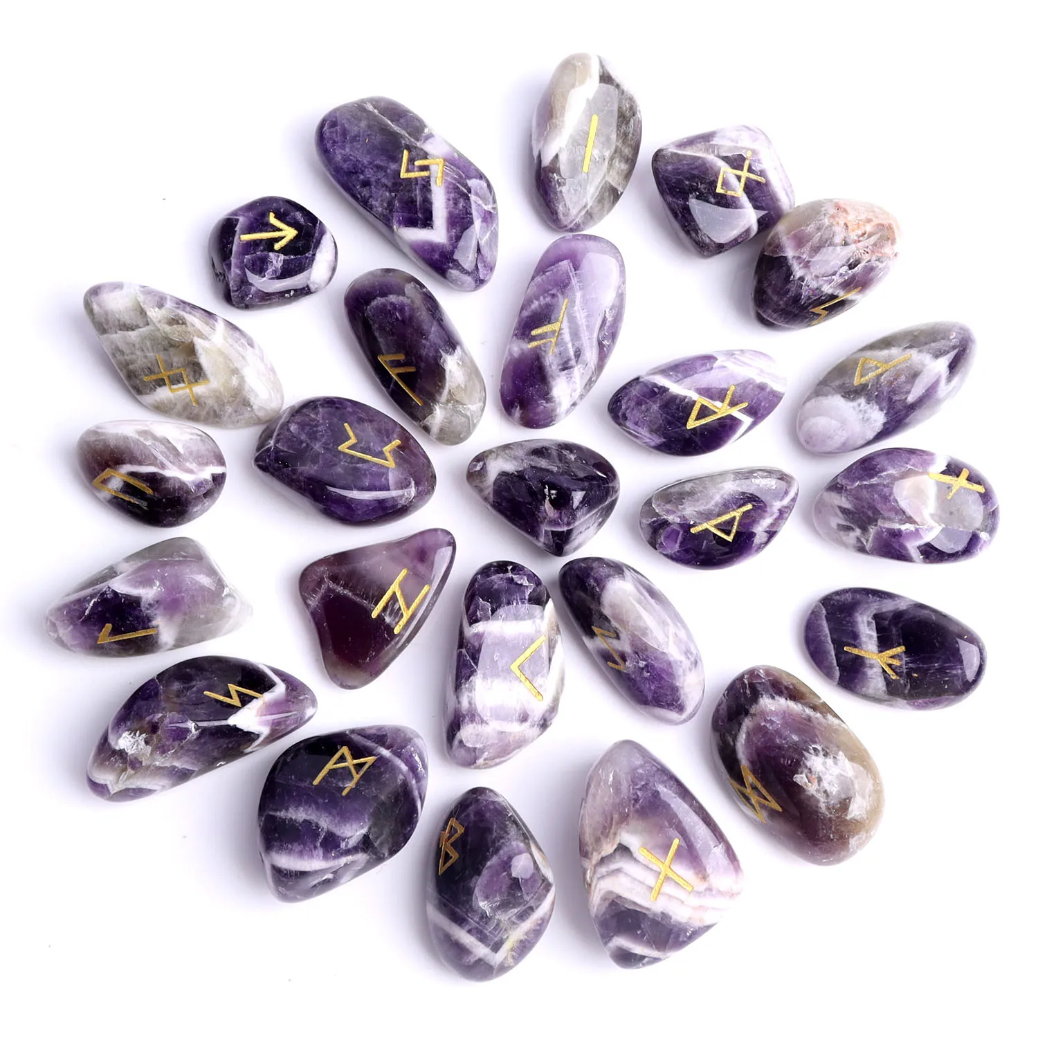 

25Pcs Natural Dream Amethyst Runes Irregular Crystal Rune Set Divination Stones Tool Fortune-telling Reiki Healing Gift Decor