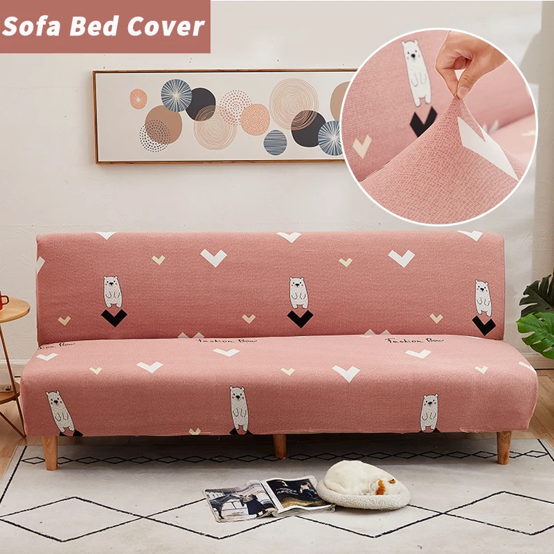 

Elastic Folding Seat Slipcovers Cartoon Bear Armless Sofa Bed Cover Removable Dust-proof Couch Sofa Covers for Living Room