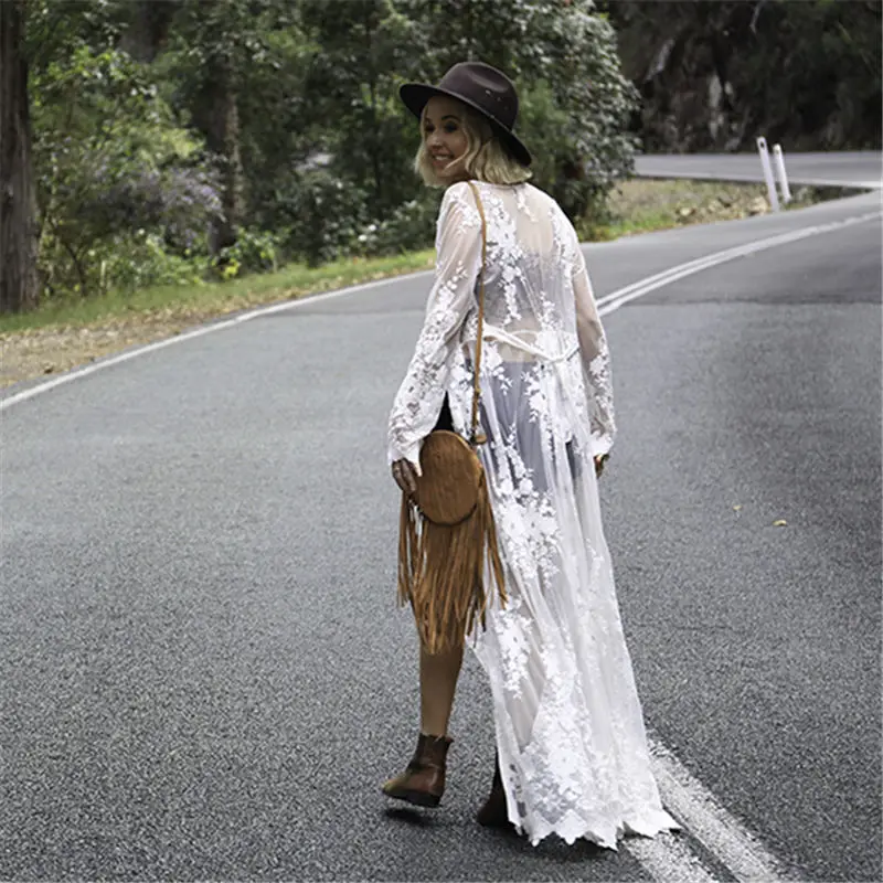 Туники для пляжа длинное кружевное пляжное платье женская накидка плавания