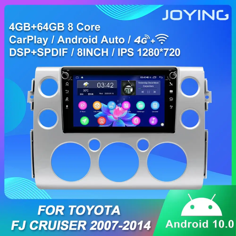 

Android 10.0 Car Head Unit Radio Audio GPS Multimedia Player 1280*720 forTOYOTA FJ Cruiser 2007-2014 SWC stereo 8" video player