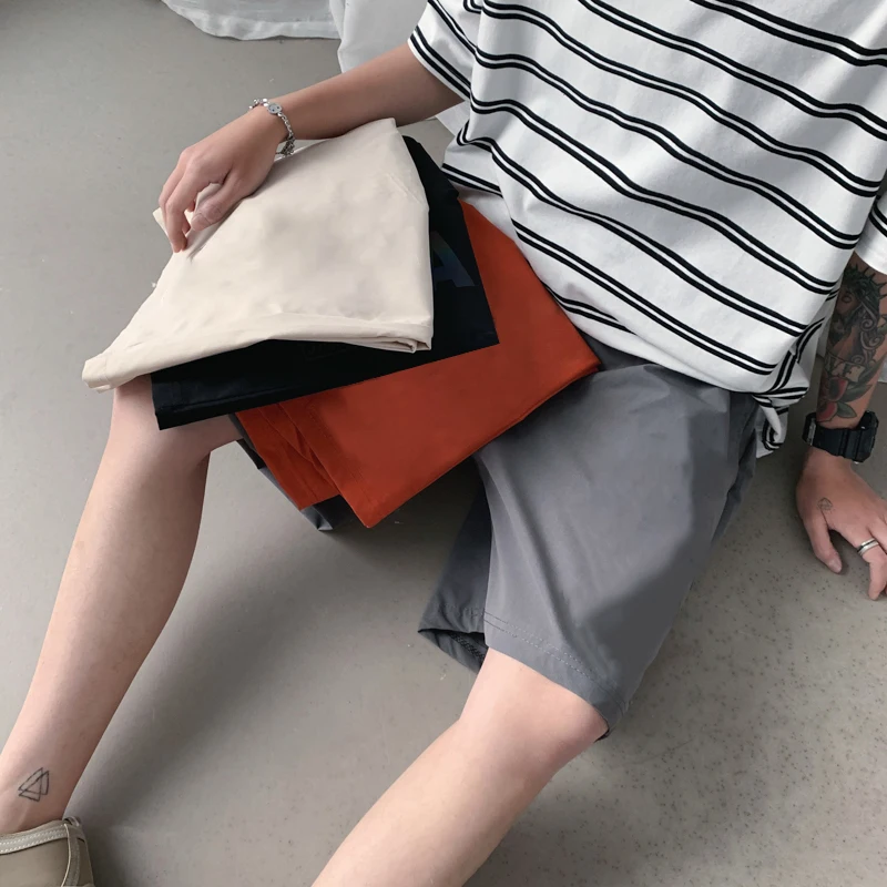 

Men's Casual Shorts Korean Fashion Loose Simple Harajuku Streetwear Straight Shorts Men's Retro Japanese Quick-drying Shorts