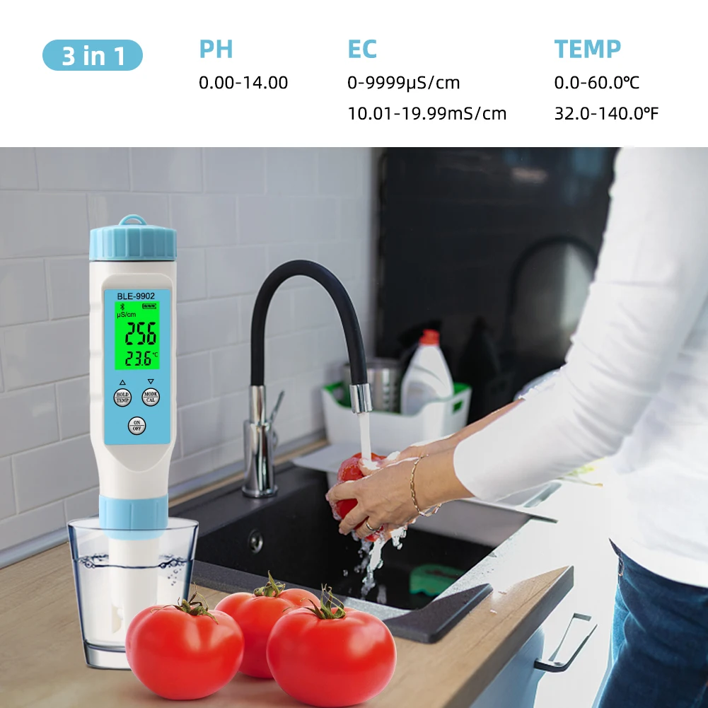 Прибор для измерения минерализации воды 5 в 1 PH EC TDS цифровой тестер качества умный