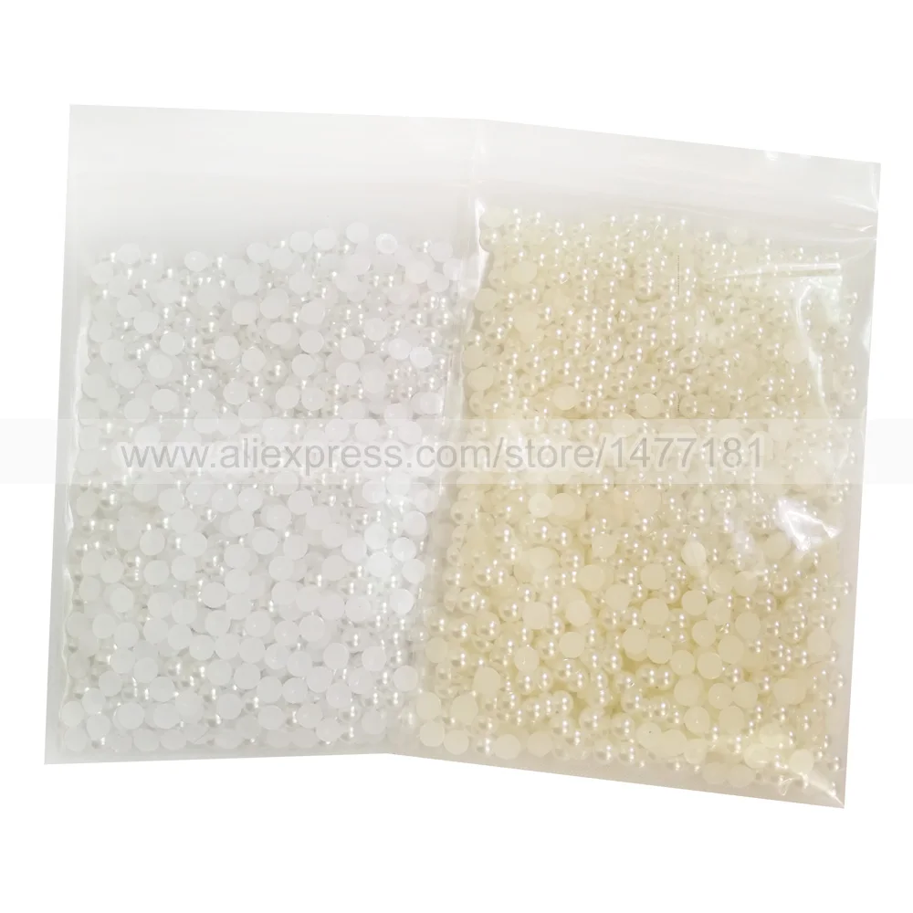 1000 шт. белый/цвет слоновой кости 4 мм полукруглые жемчужины с плоской задней