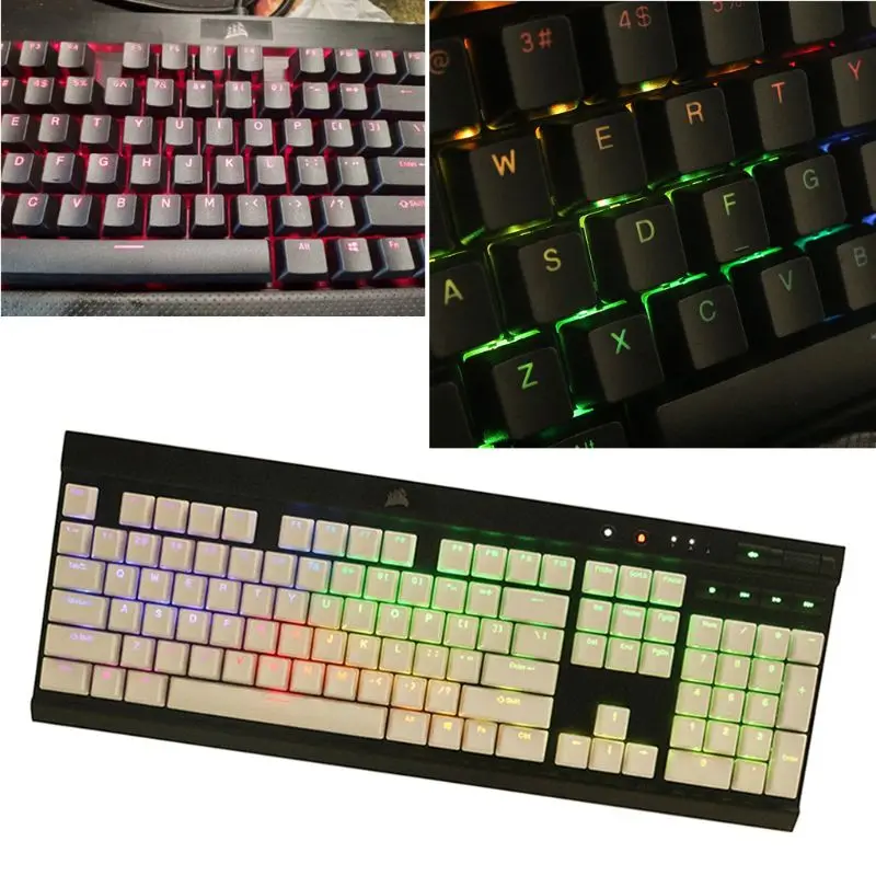 Клавиатура Механическая PBT Double Shot 104 с подсветкой сверху и прозрачной для Corsair K70 K65