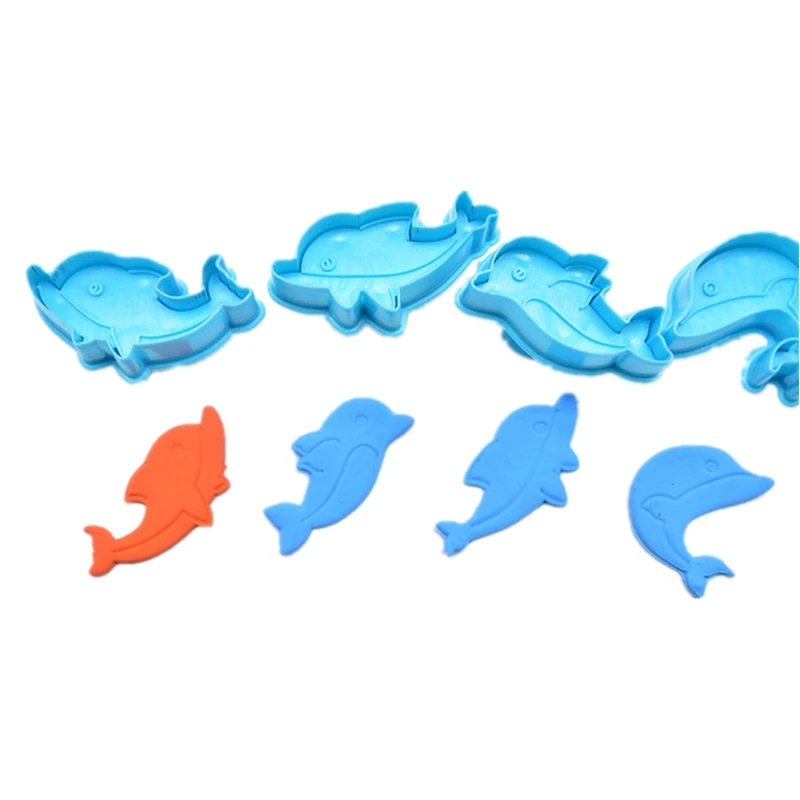 

4pcs/set Plastic Dolphin Spring Mold Baking Tools Cake Making tool Cookie Molds Dough Cutting Die