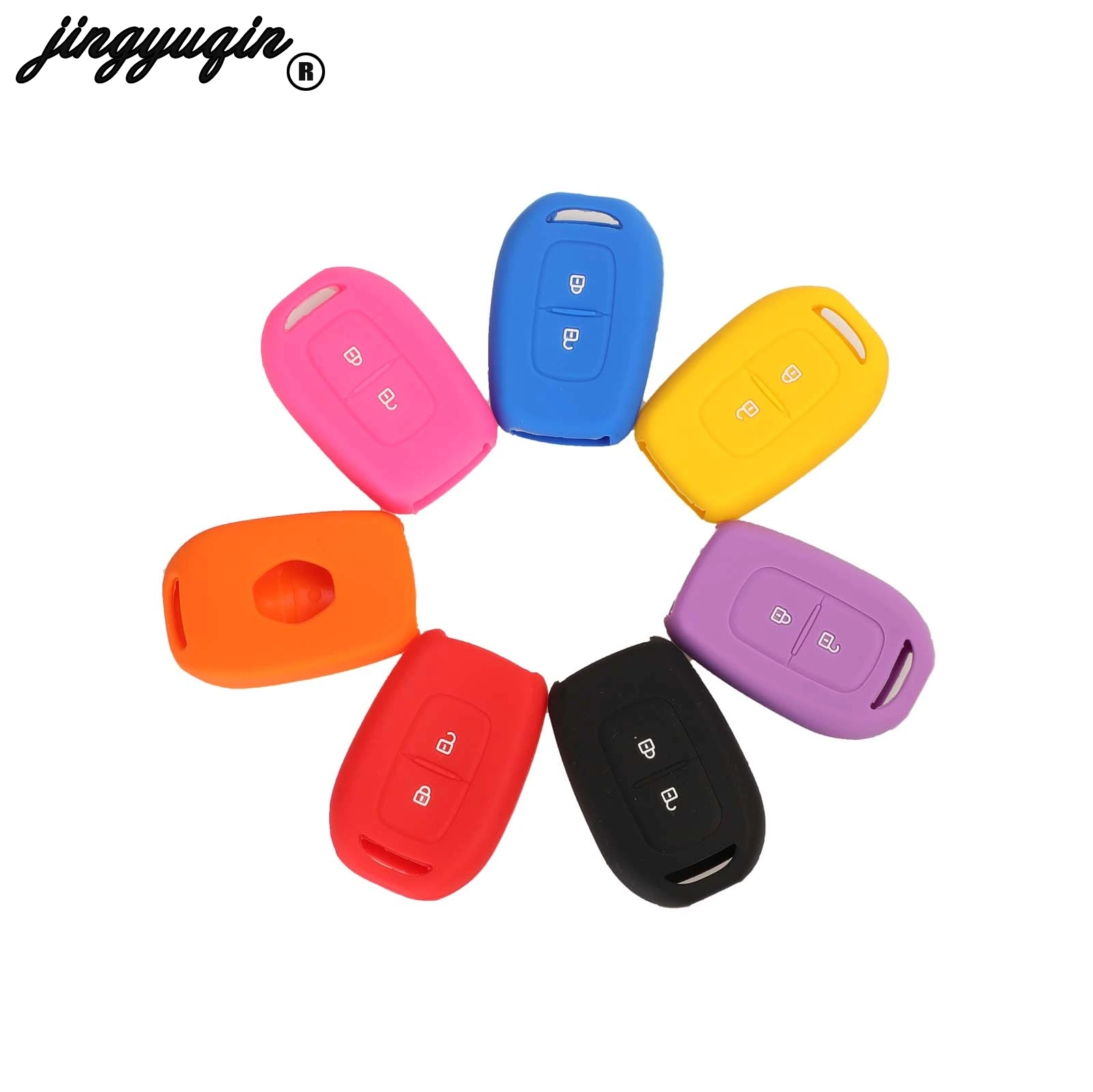 

Jingyuqin силиконовый для ключа автомобиля чехол держатель для ключей на сумку для Renault Scenic Master Megane Duster Logan Clio Captur Fluence 2 кнопки