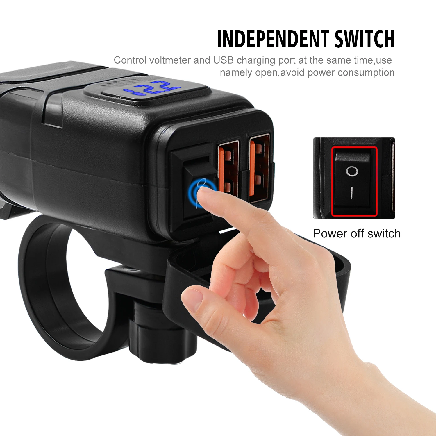 

New Upgrade Practical Motorcycle 3.0 Quick Charger 12V SAE to USB Adapter With Voltmeter On Off Switch Wholesale Quick delivery