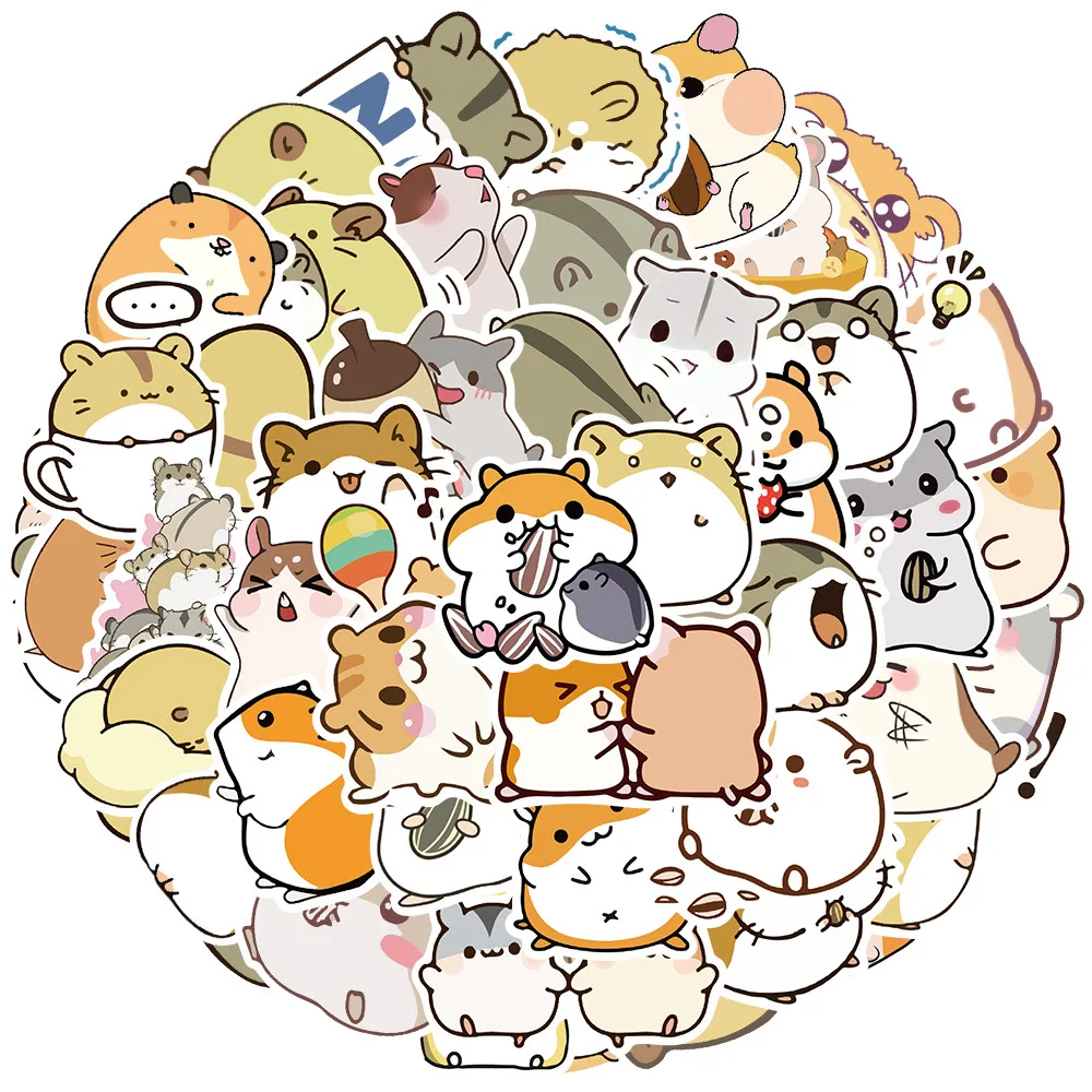 

10/30/50PCS Cartoon Cute Hamster Suitcase Skateboard Guitar Laptop Helmet Sticker Waterproof Graffiti Decoration Toy Wholesale