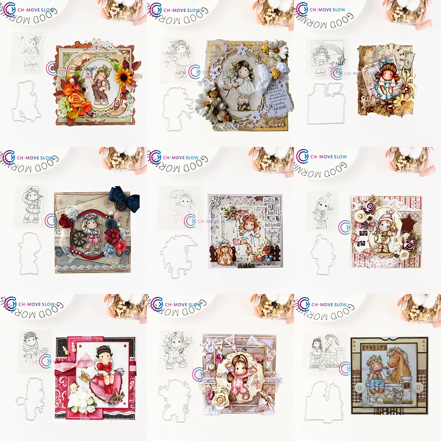CH Cute Girl Stencil Metal Cutting Dies and Stamp For Scrapbooking DIY Cards Album Decoration Embossing Folder Paper | Дом и сад