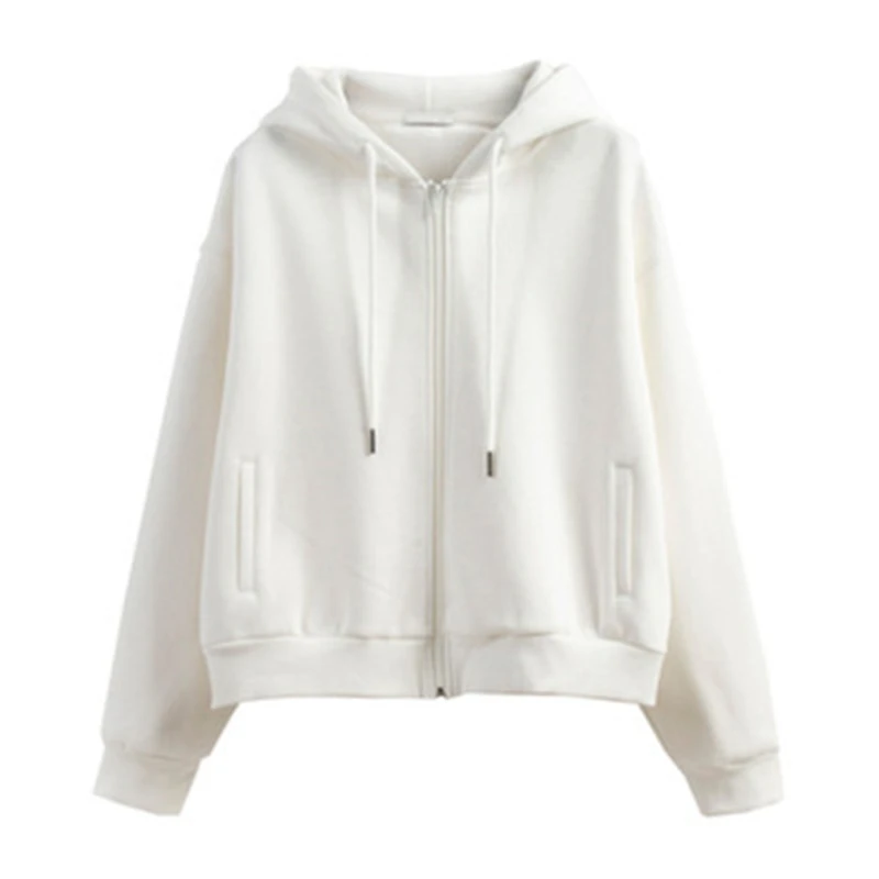 Hoodies Sweetshirt Zipper Woman Plus Size Sweat Suit Casual Tracksuit Women Sweatshirt Solid Color Hoody Cotton Crop Sweatshirts