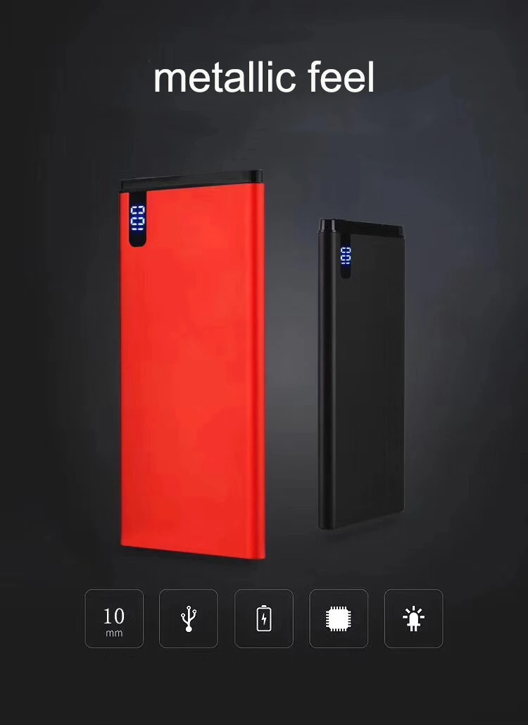 Ультратонкое портативное зарядное устройство 20000 мАч полимерное со светодиодной