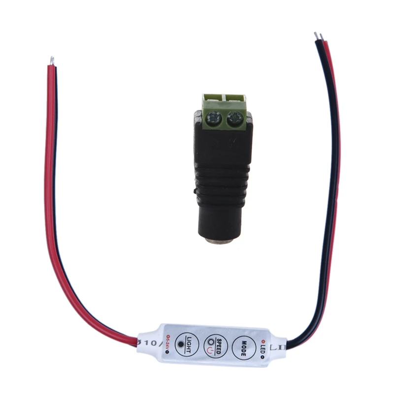 1Pcs 5.5 X 2.1Mm DC Power Female Jack Connector Plug &amp Mini 3 Keys Controller Dimmer LED Strip Light 12V 144W |