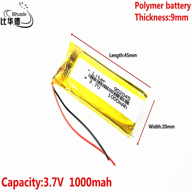 

Liter energy battery Good Qulity 3.7V,1000mAH 902045 Polymer lithium ion / Li-ion battery for tablet pc BANK,GPS,mp3,mp4